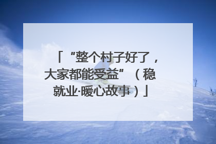 “整个村子好了，大家都能受益”（稳就业·暖心故事）