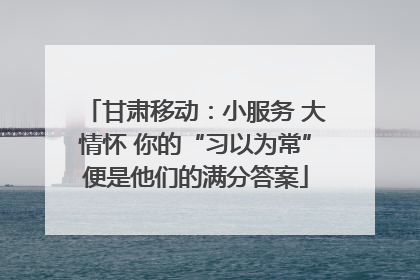 甘肃移动：小服务 大情怀 你的“习以为常”便是他们的满分答案