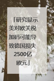 研究显示美对欧关税加码可能导致德国损失2500亿欧元