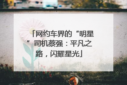 网约车界的“明星”司机蔡强：平凡之路，闪耀星光