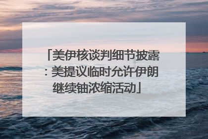 美伊核谈判细节披露：美提议临时允许伊朗继续铀浓缩活动