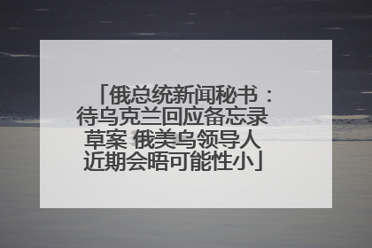 俄总统新闻秘书：待乌克兰回应备忘录草案 俄美乌领导人近期会晤可能性小