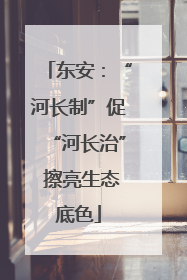 东安：“河长制”促“河长治” 擦亮生态底色