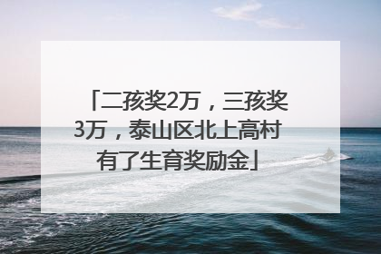 二孩奖2万，三孩奖3万，泰山区北上高村有了生育奖励金