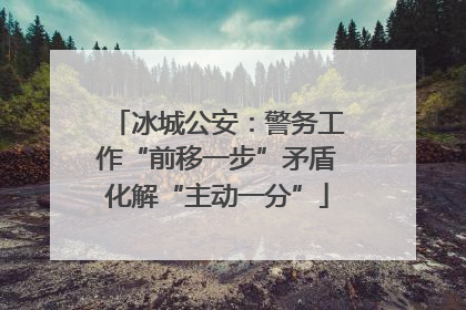冰城公安：警务工作“前移一步”矛盾化解“主动一分”