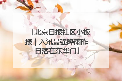 北京日报社区小板报｜入汛最强降雨昨日落在东华门