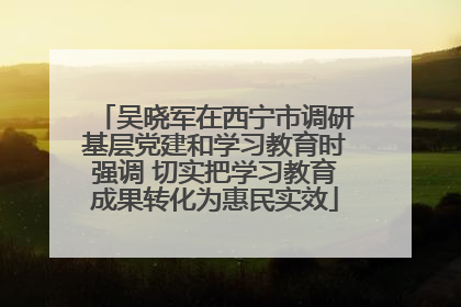 吴晓军在西宁市调研基层党建和学习教育时强调 切实把学习教育成果转化为惠民实效