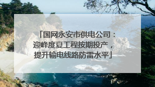 国网永安市供电公司：迎峰度夏工程按期投产，提升输电线路防雷水平