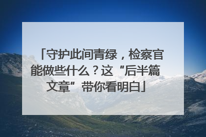 守护此间青绿，检察官能做些什么？这“后半篇文章”带你看明白