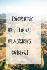宠物进客舱，山西开启人宠同行新模式