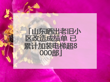 山东晒出老旧小区改造成绩单 已累计加装电梯超8000部