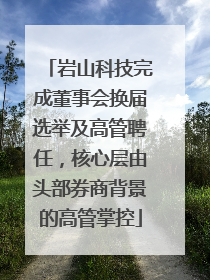 岩山科技完成董事会换届选举及高管聘任，核心层由头部券商背景的高管掌控