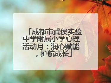 成都市武侯实验中学附属小学心理活动月：润心赋能，护航成长