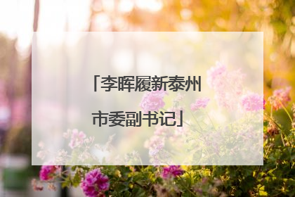 李晖履新泰州市委副书记