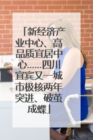 新经济产业中心、高品质宜居中心……四川宜宾又一城市极核两年突进、破茧成蝶