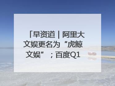 早资道｜阿里大文娱更名为“虎鲸文娱”；百度Q1总营收325亿元超预期