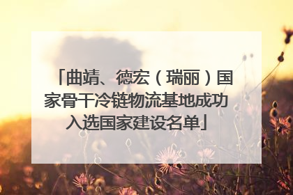 曲靖、德宏（瑞丽）国家骨干冷链物流基地成功入选国家建设名单