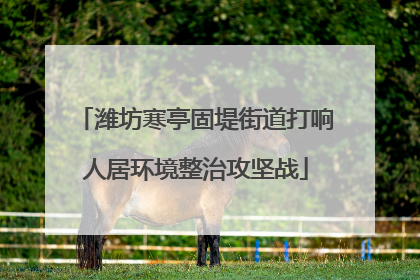 潍坊寒亭固堤街道打响人居环境整治攻坚战