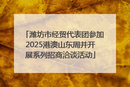 潍坊市经贸代表团参加2025港澳山东周并开展系列招商洽谈活动