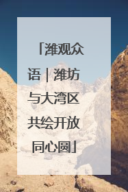 潍观众语｜潍坊与大湾区共绘开放同心圆