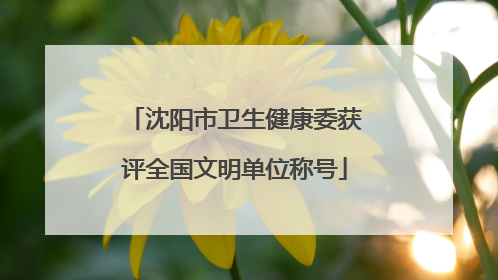 沈阳市卫生健康委获评全国文明单位称号