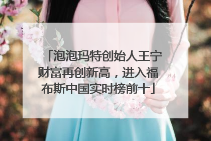 泡泡玛特创始人王宁财富再创新高，进入福布斯中国实时榜前十