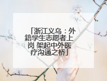浙江义乌：外籍学生志愿者上岗 架起中外医疗沟通之桥