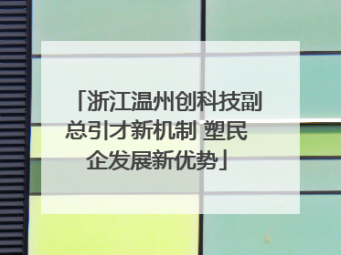 浙江温州创科技副总引才新机制 塑民企发展新优势