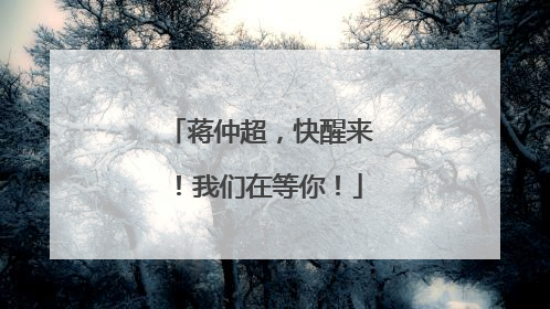 蒋仲超，快醒来！我们在等你！