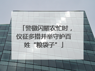 警徽闪耀农忙时，仪征多措并举守护百姓“粮袋子”