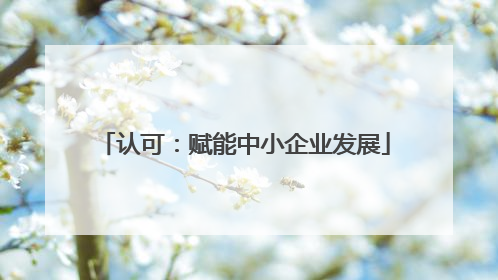 认可：赋能中小企业发展