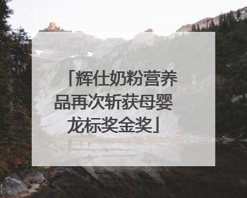 辉仕奶粉营养品再次斩获母婴龙标奖金奖