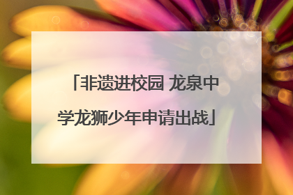 非遗进校园 龙泉中学龙狮少年申请出战