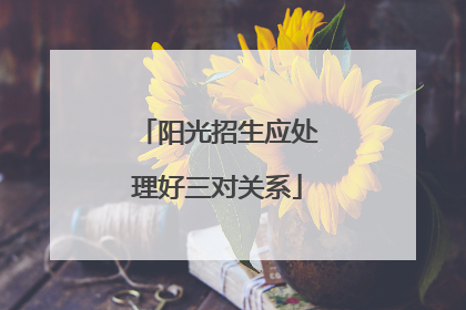 阳光招生应处理好三对关系