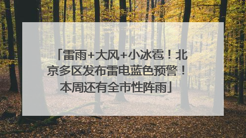 雷雨+大风+小冰雹！北京多区发布雷电蓝色预警！本周还有全市性阵雨