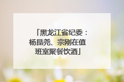 黑龙江省纪委：杨昆尧、宗刚在值班室聚餐饮酒